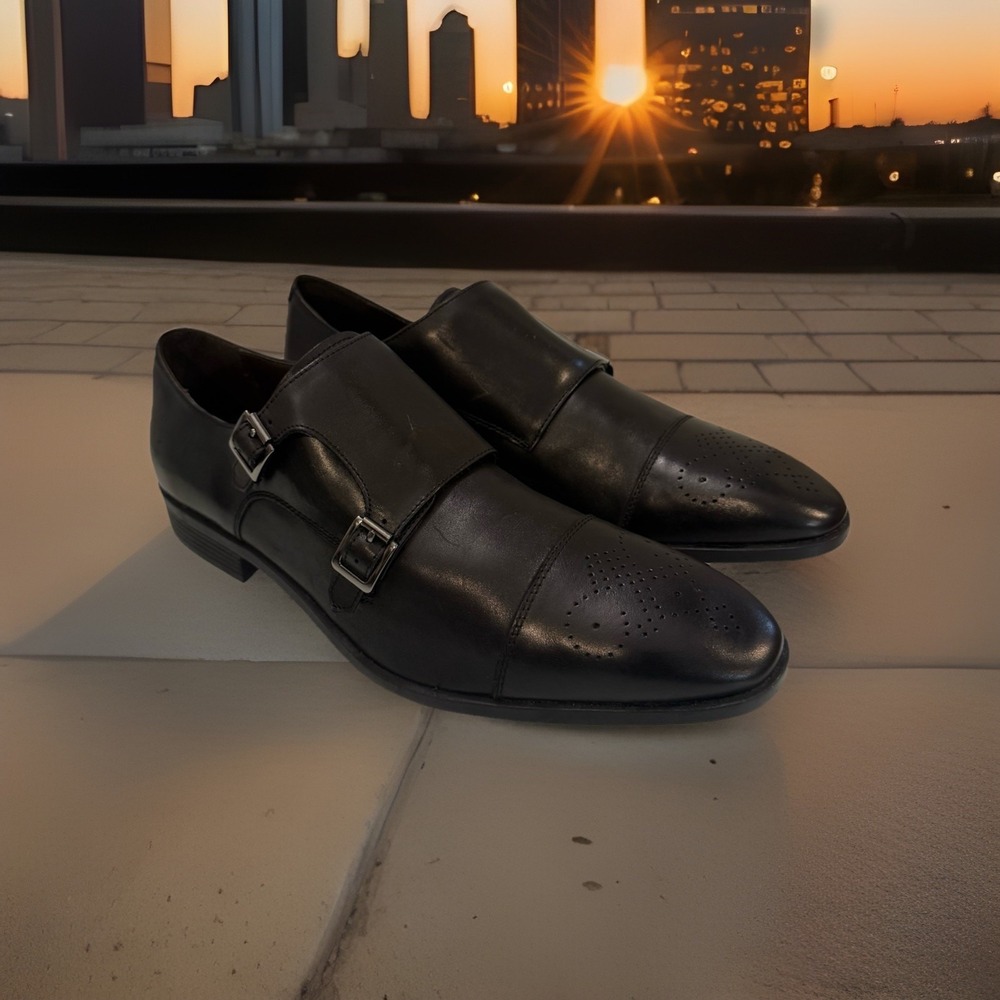 Saks Fifth Avenue Connery Dress Shoes Leather, Buckle Monk Strap Men's Size 13M